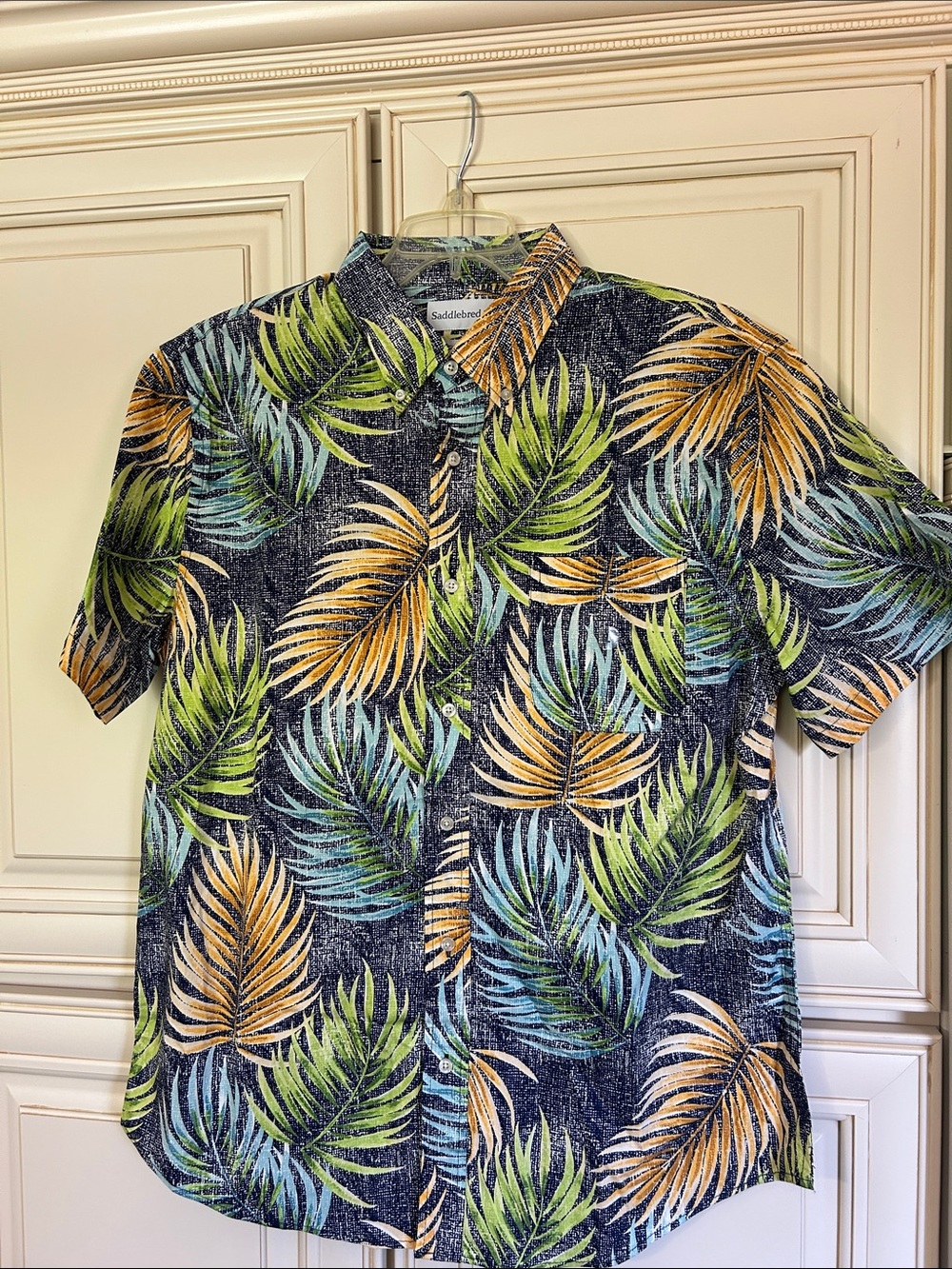 Saddlebred Short-Sleeve Tropical Leaf Button-Up Shirt